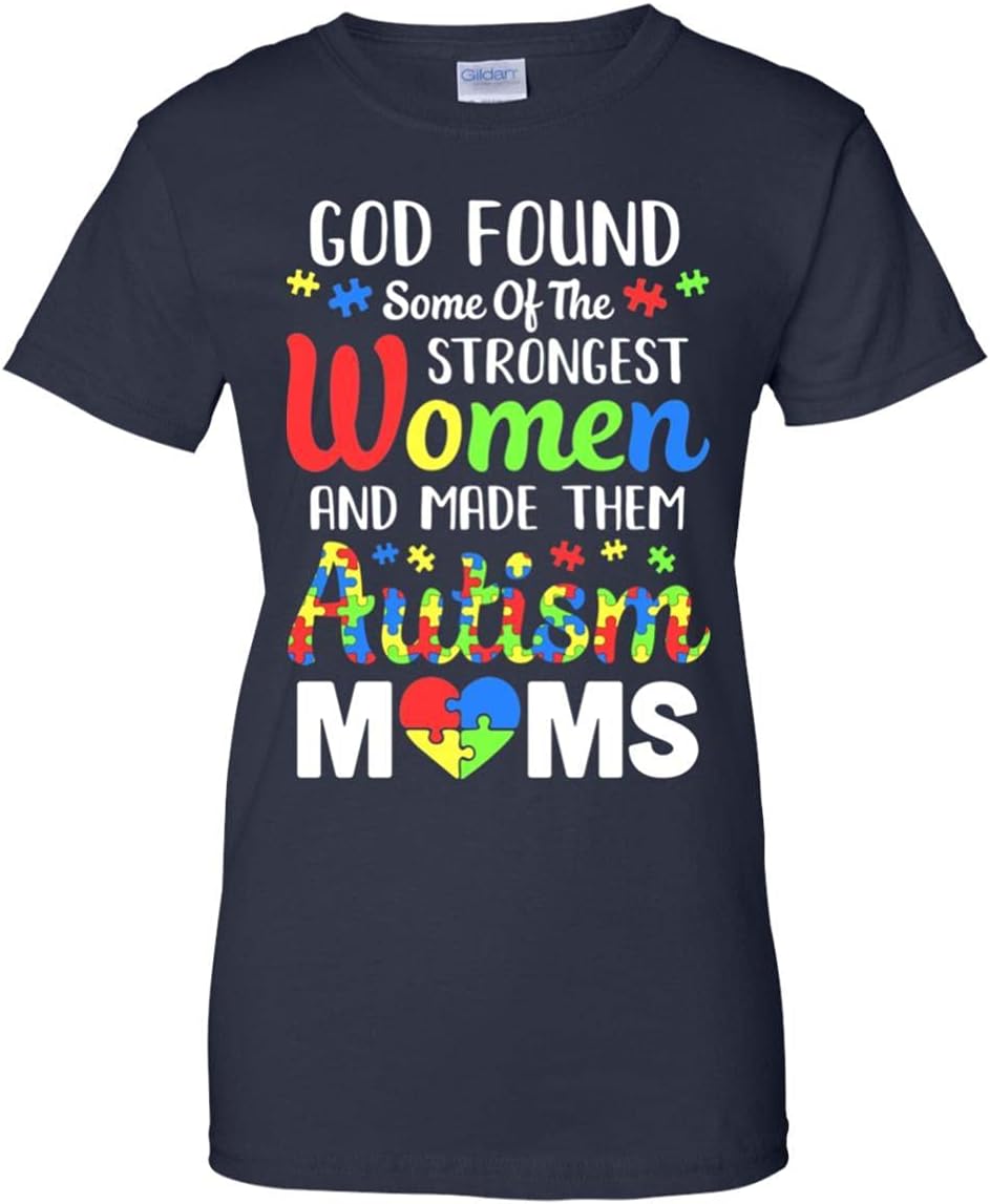 TeesPass Women's God Made Autism Mom Support Awareness Autistic Parents Shirt Ladies' Short Sleeve Tee