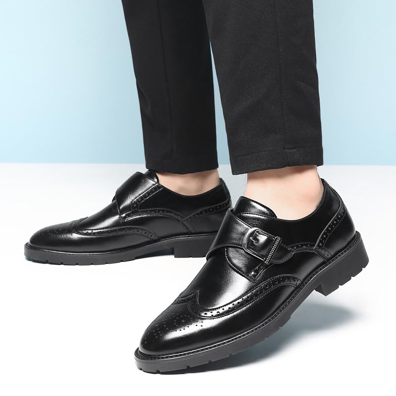 Men's Monk Strap Loafer Leather Mens Dress Shoes Buckle Men Loafers Slip On3