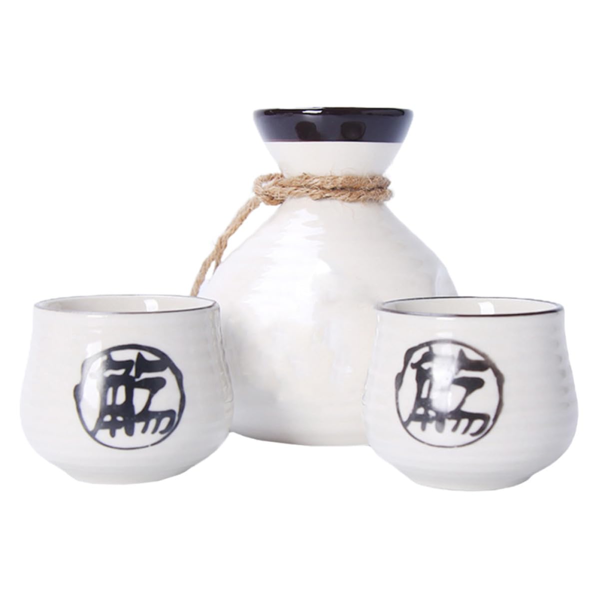 Set de sake para cenas y restaurantes con botella cerámica de 270ml y dos copas
