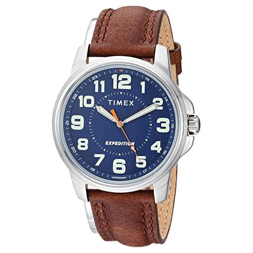 Timex Men's TW4B16000 Expedition Field Brown/Blue Leather Strap Watch
