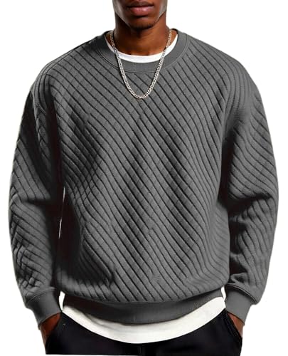 COOFANDY Men's Crewneck Sweatshirt Geometric Texture Casual Long Sleeve Sweatshirts Fashion Pullover Shirts