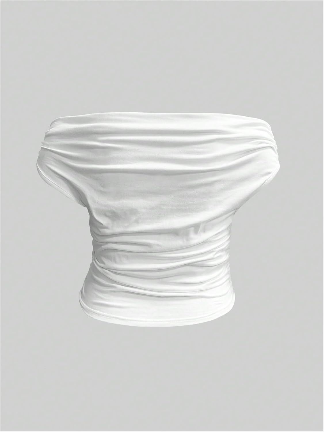 WDIRARA Women's Plus Size Off Shoulder Short Sleeve T Shirt Ruched Asymmetrical Tee Tops - Image 3