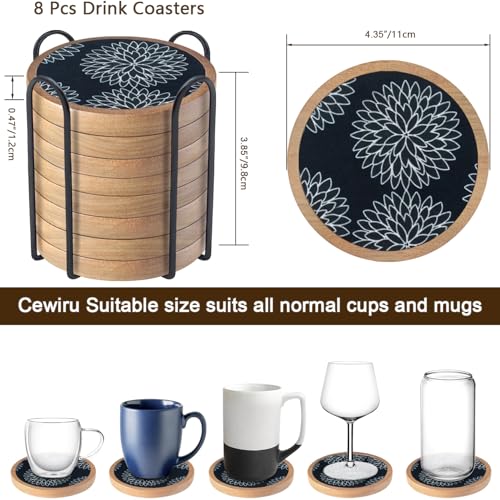 Cewiru Wood Coasters Set of 8 with Holder