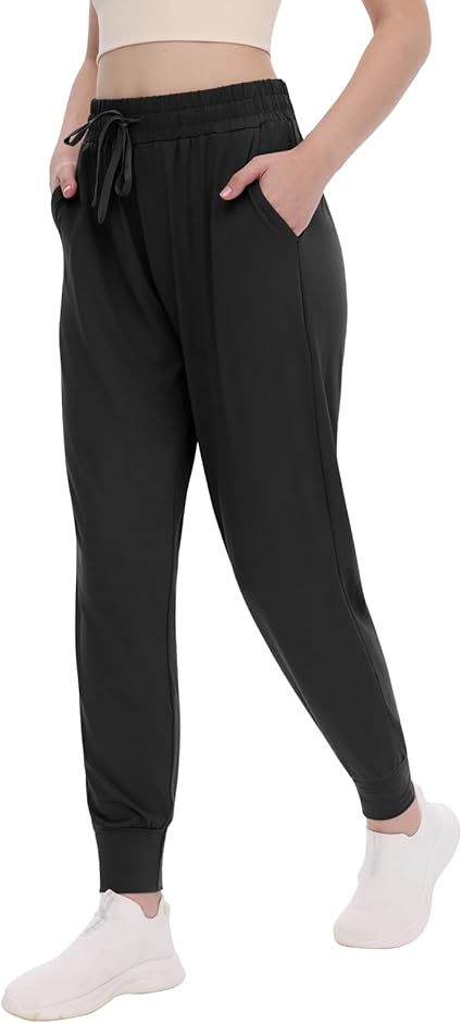 TNNZEET Women's Joggers with Pockets - High Waisted Sweatpants Tapered Leg Drawstring Lightweight Athletic Pants