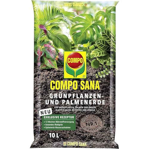 COMPO SANA Grünpflanzen- und Palmenerde mit 12 Wochen Dünger für alle Zimmer- und Balkonpflanzen sowie Palmen und Farne, Kultursubstrat, 10 Liter 4 COMPO SANA Grünpflanzen- und Palmenerde mit 12 Wochen Dünger für alle Zimmer- und Balkonpflanzen sowie Palmen und Farne, Kultursubstrat, 10 Liter