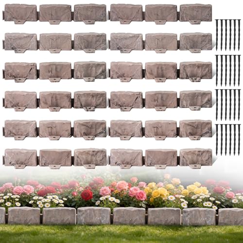No-Dig Landscape Edging Faux Stone Garden Edging Border,2.75 in Tall