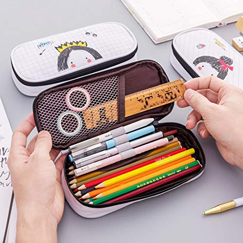 Bolsa para lápis de lona Handfly Student super grande capacidade, pintada à mão, bolsa para caneta,