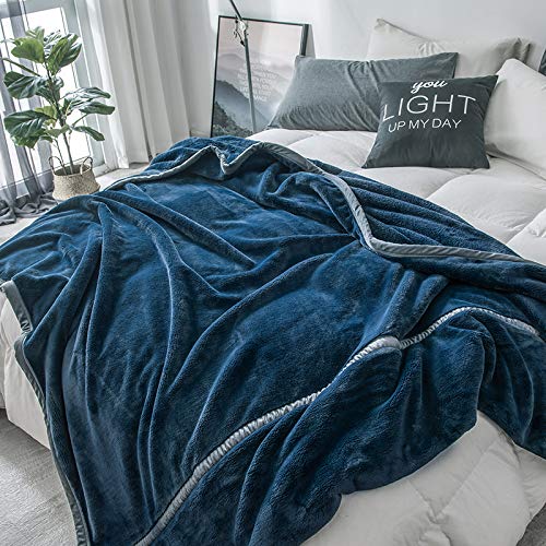 Couverture molleton double corail 180x200cm bleu foncé pour soirées cocooning