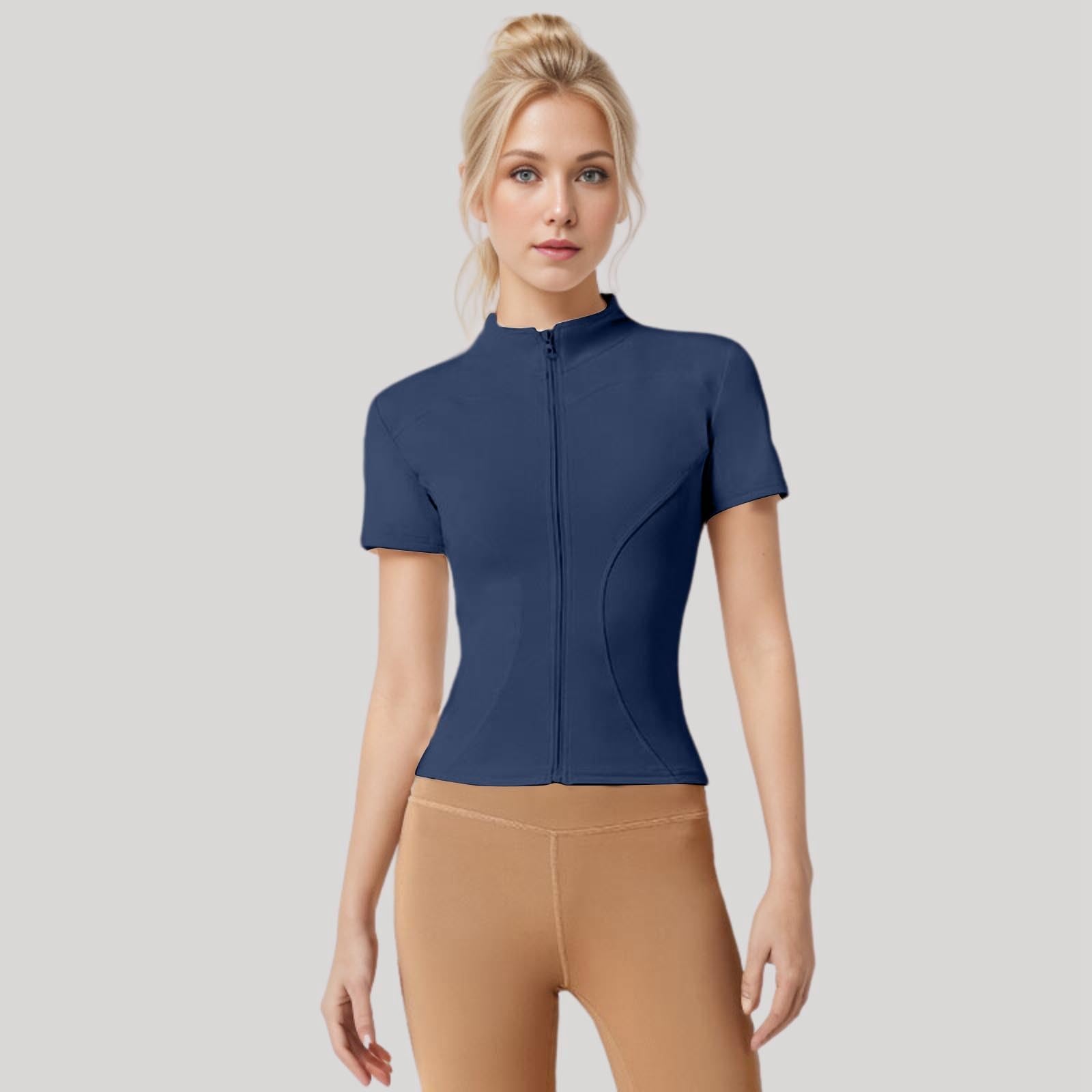 Generisch Freizeitjacke Damen Fitnessjacke Slim Fit Fitness Casual Kurzarm Sportjacke Yoga Top