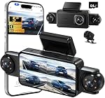 360°View 4 Channel Dash Cam, 5'' IPS Large Screen Dash Camera for Cars, 4K+1080P Front and Rear Inside Left Right, Built-in IR Night Vision, 24H Parking Mode, 64GB SD Card, Wireless APP Transmission