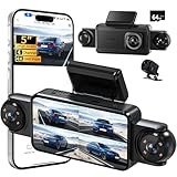 360°View 4 Channel Dash Cam, 5'' IPS Large Screen Dash Camera for Cars, 4K+1080P Front and Rear Inside Left Right, Built-in IR Night Vision, 24H Parking Mode, 64GB SD Card, Wireless APP Transmission