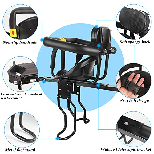 YouTeMei Kids Bike seat, Front Mounted Bike Seat for Adult Bike,Safety Carrier with Cushion Armrest for Kids, Back Rest Foot Pedals,for 1-6years Old - Thumbnail 5