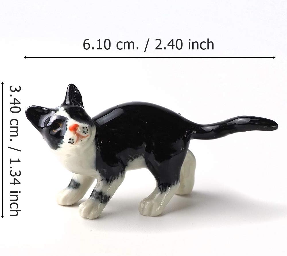ZOOCRAFT Black Cat Figurine Ceramic Animal Miniature Handcrafted Kitten Gift Decor DIY Craft Design Collectible: Home & Kitchen