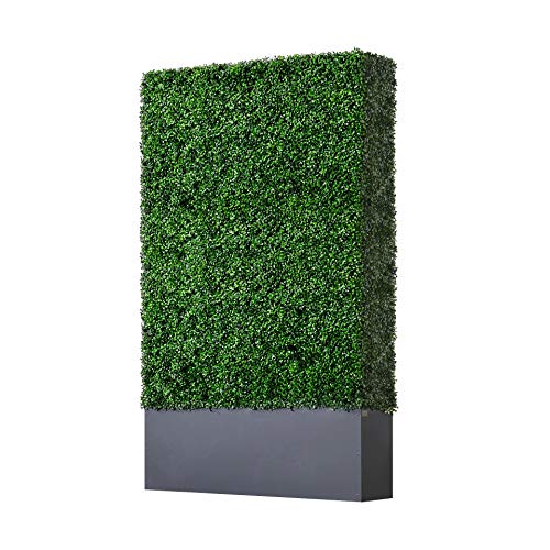 Agpl Upgraded Artificial Boxwood Hedge Wall With Dark Gray Stainless Steel Planter Box (79" Height 48" Width 12" Deep) Room Divider And Privacy Wall (79) #TOP6