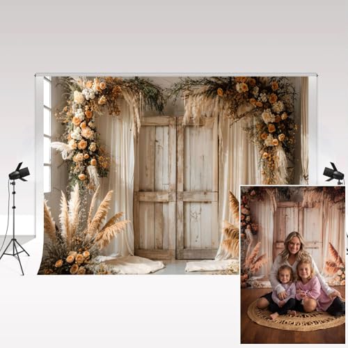 Toile de fond vintage marron 7x5ft décor de porte en bois pour shooting
