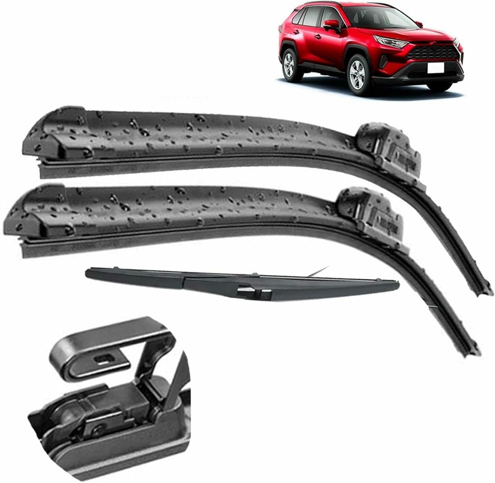 JUWENFF Wycieraczki Szyby Przedniej 26"16"12" Zestaw Piór Wycieraczek Przednich i Tylnych Wycieraczki Szyby Samochodowe Do Toyota RAV4 XA50 2019 2020 2021