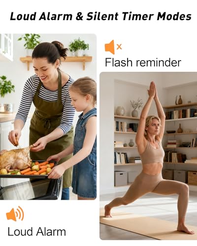 TPNEG Digital Kitchen Timer - 4-Channel Cooking Timer with Alarm, Magnetic Back, Loud & Silent Modes, Count Up/Down, Ideal for ovens, Seniors, Kids and classrooms, Replaceable AAA Battery - Image 5