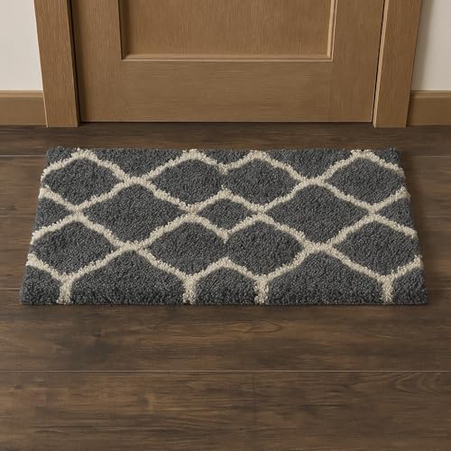 Image of VASAC Carpet for Hallway, Kitchen, and Modern InteriorsCarpetCozy Shag Runner for Living Room, Bedroom & Office Decor ETC Size 16x24 Inch, Patten-Solid Grey M