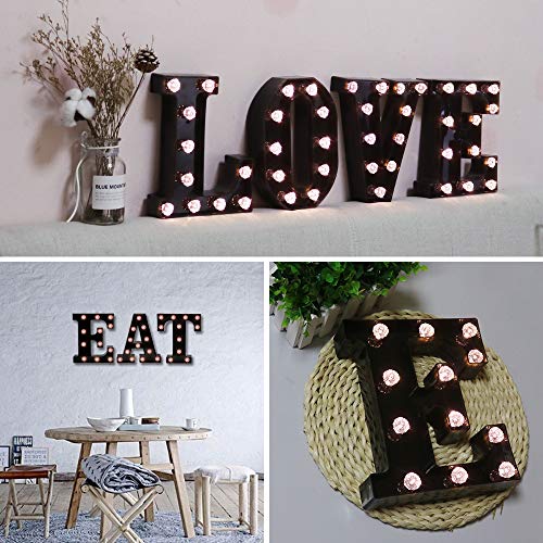 Image of Obrecis LED Marquee Letter Lamp, Diamond Bulb H, Black, Battery Powered, Night Light, Home Bar, Christmas, Birthday Party, Wedding Decoration