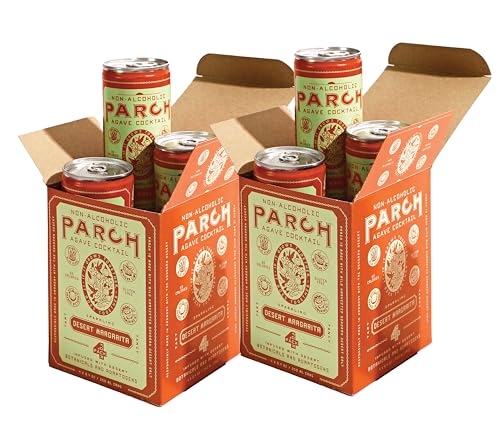 PARCH Desert Margarita Agave Mocktail (8.4 oz 8 Pack) — 100% Vegan Canned Drinks made with Organic Agave, Herbal Adaptogens & Desert Botanicals