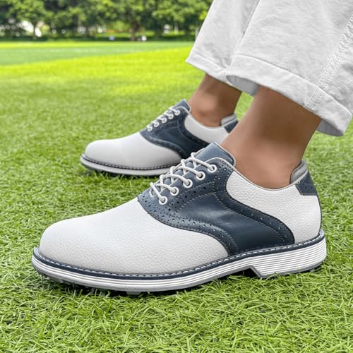 Image of Spikes Golf Shoes Men Professional Golf Shoes Waterproof Walking Footwears for Golfers Outdoor Gym Sneakers