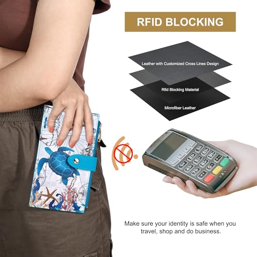 Travelambo RFID Wallet Women Large Size Bifold Multi Card Wallet Case with Zipper Pocke Credit Card Holder for Women - Thumbnail 4
