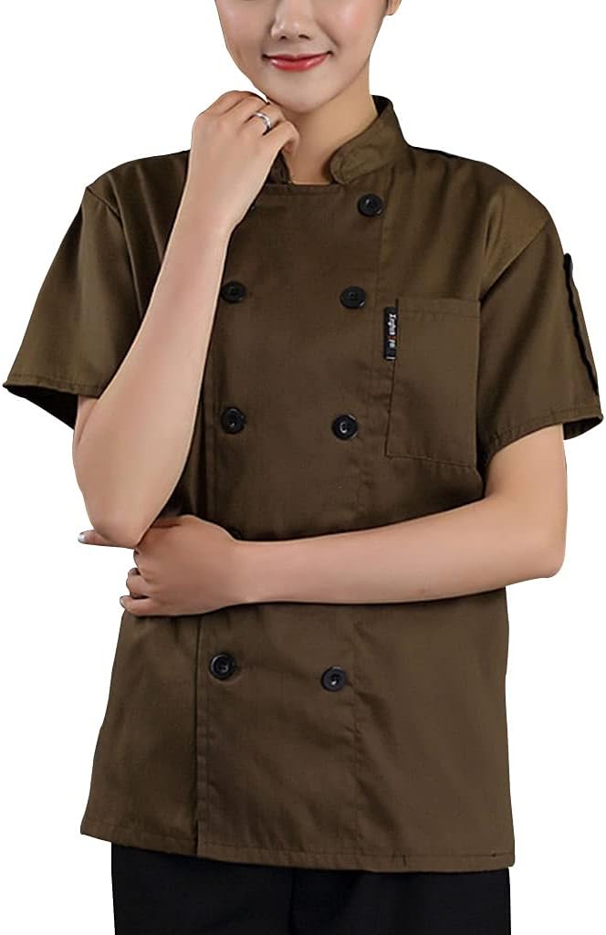Classic Chef Coat Jacket Uniform Unisex Cool Cooking Double Breasted 10 Button