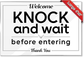 Essentials for Hosts – "Welcome, Please Knock and Wait Before Entering – Thank You!" – 4"x6" Acrylic Sign with Mounting Tape – For Rental Homes, Knock First Door Sign, and Privacy Notice (Pack of 1)