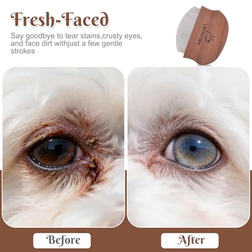Eye Comb for Dogs & Cats,Wooden Tear Stain Remover for Pets,Gentle Grooming Tool with Rounded Tips,Flea Comb for Small Dogs. - Image 5