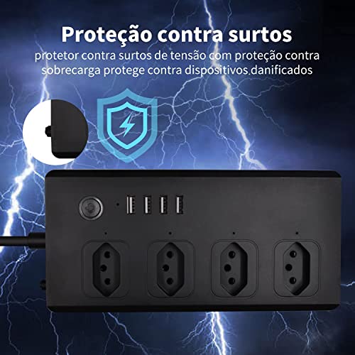 Jinvoo WiFi Extensão Inteligente Trabalhe com Alexa Google Home Brasil aprovado, Protetor Eletrônico
