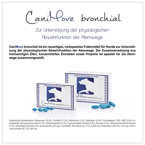 CaniMove bronchial Maxi - 30 Kapseln für Hunde zur Unterstützung der physiologischen Atemfunktion und Linderung von Hustenreiz, für Hunde ab 10 kg Körpergewicht