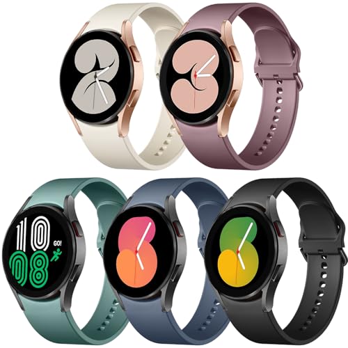 Lerobo 5 Pack Bands Compatible with Galaxy Watch 7 6 5 4 Band 40mm 44mm/ Galaxy Watch 6 4 Classic Band 43mm 47mm 46mm 42mm/Watch 5 pro 45mm,Active 2 Band, 20mm Band Soft Silicone Sport Band