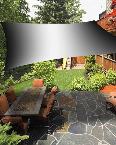 Sun Shade Sail 12' x 16' Outdoor Patio Cover Rectangular Shade Canopy Black and White Gradient Waterproof Shade Cloth for Garden Sandbox Backyard