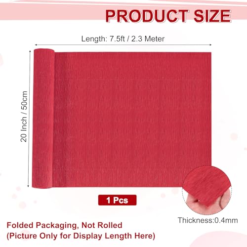 Image of MECCANIXITY Crepe Paper Roll 7.5ft Long 20 Inch Wide for Wedding Ceremony Various Large Festivals Decoration, Red