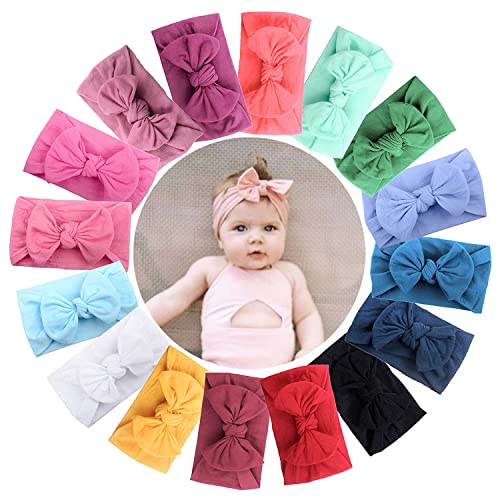 JOYOYO 16 Pcs Baby Headband for Girls Soft Wide Nylon Headbands for Newborns Toddlers - Baby Girl Headbands & Bows Multi-colored Pack