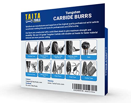 10PC Double Cut Carbide Burr Set - 0.118" (3mm) Shank, Rotary Tool Cutting Burrs - Dremel Accessories, Fordom, Flex Shaft, Dewalt And Die Grinders - For Wood Carving, Metal Working And Engraving. - Image 6