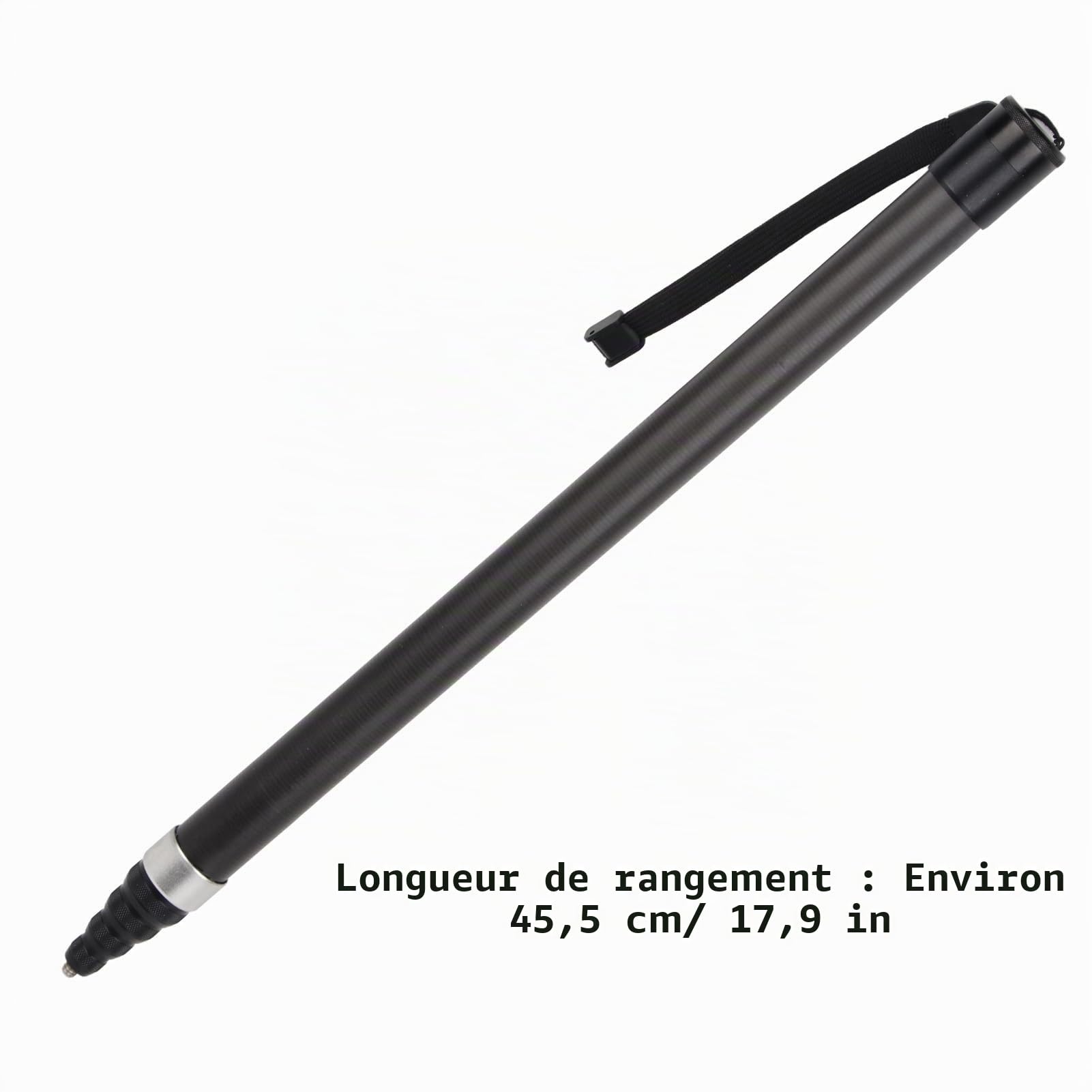 Perche de Microphone avec Corde à Main, Tige D'extension Télescopique à 9 Sections, Interface à Vis 1/4" pour Interview, Production Vidéo en Studio
