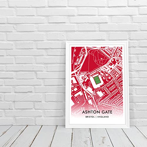 GroundDesigns BRISTOL CITY FC Football Gift ASHTON GATE Stadium Art Map Unframed A3 Print BCFC - Image 2