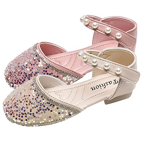 sfdgfhyf Casual Shoes for Toddler Summer Girls Sandals Flat Bottom Round Toe Lightweight Breathable Sequins Pearl Hook2