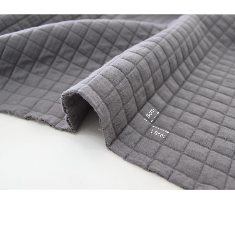 Square Pre Quilted Triple Layer Jersey Fabric by The Yard Knit, Daimaru Double Faced 60" Wide CM Kind Solid (Charcoal)