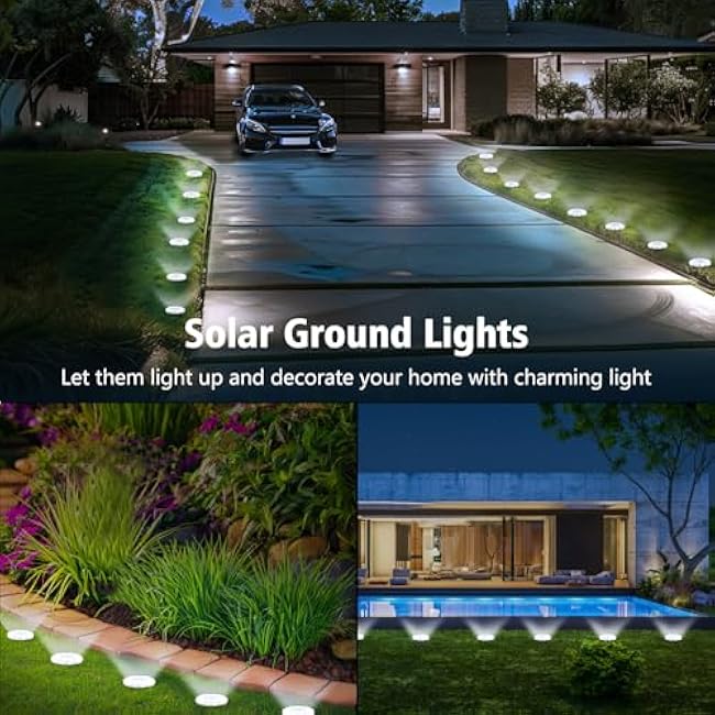 echosari Solar Ground Lights 6 Pack, Upgraded Solar Garden Lights Waterproof Long Lasting for Pathway Walkway Patio (Cool White)