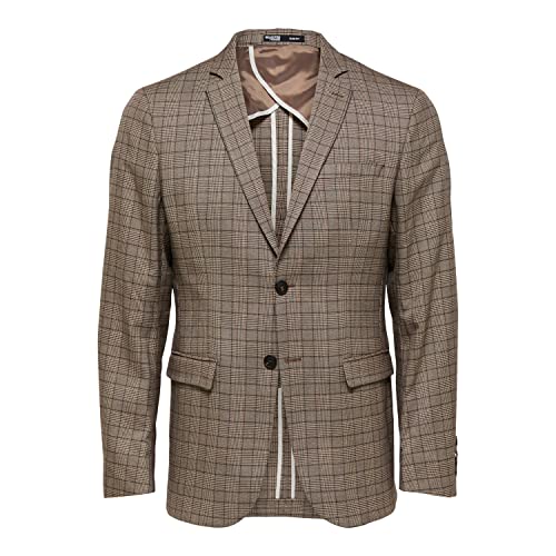 SELECTED HOMME BLACK Slhslim-mylologan BRWN BLZ B Noos Sakko, Brownie/Checks : Check, 58 Cover