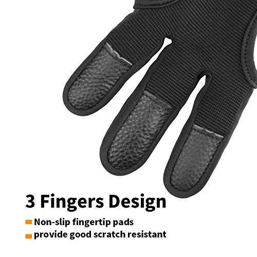 Kratarc Archery Gloves Finger Protector Youth Kids Shooting Hunting Arrow Bow For Boys Girls Protective Gear Accessories (Black (11~13Y/O)) #TOP2