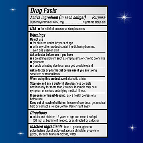 Unisom Sleep Gels, Nighttime Sleep-Aid, 50 mg Diphenhydramine HCl, 60 Soft Gel Capsules