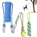 SubClap Tree Tugger Dog Toy Retractable Dog Bungee Tug Toy Outdoor Interactive Tether Tug of War Toy with 16.8 ft Rope & Spring Pole Kit & 2 Chew Rope Toys for Pitbull Medium to Large Dog