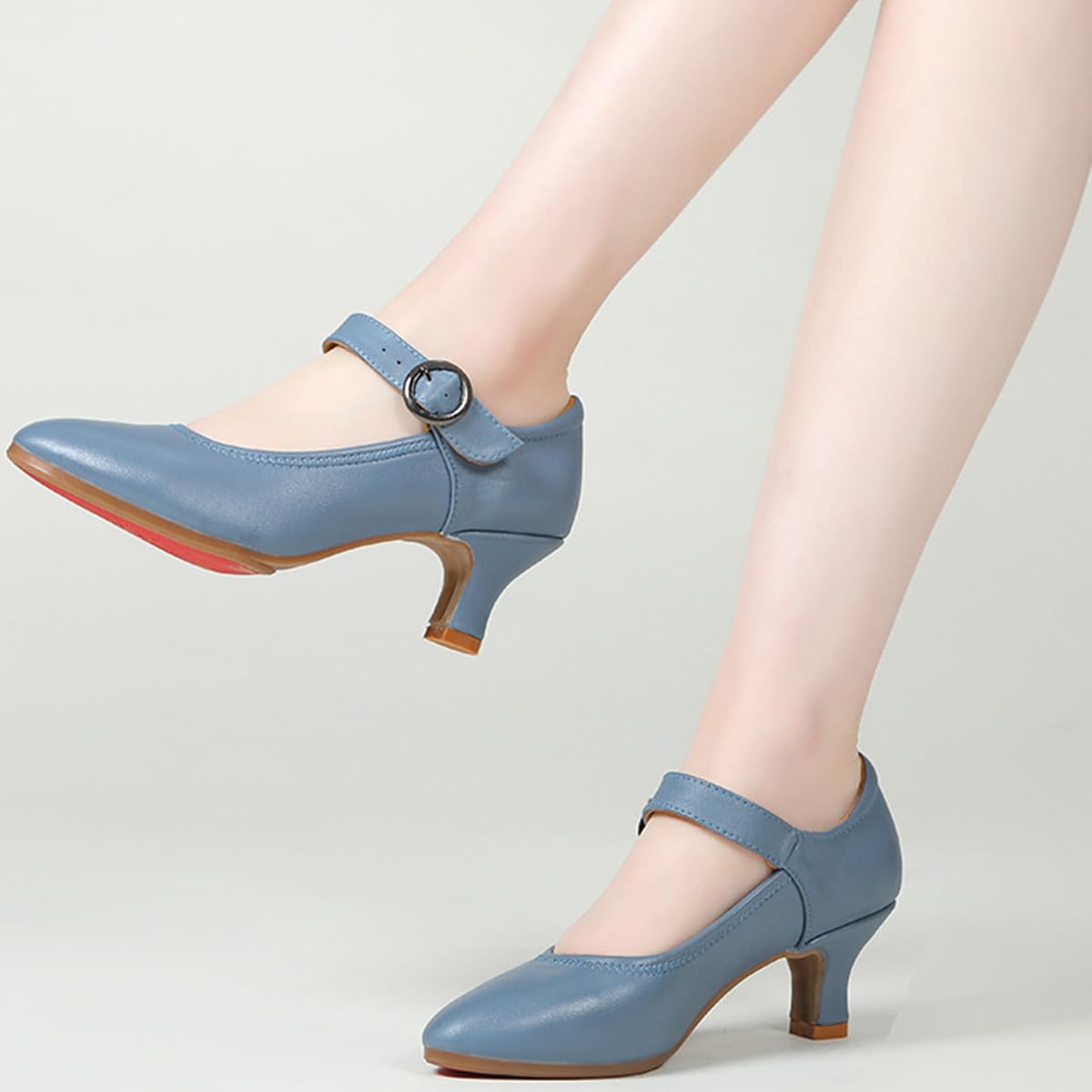 Zapatos de Baile de Salón Mujer Tacon Bajo 5cm Cerrados Zapatos de Baile Salsa Latina Bachata Tango Vals Cuero para Interior Fiesta
