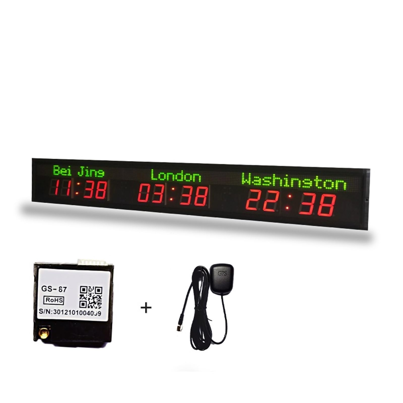 3 Time Zone Wall Mounted City High Definition Highlight LED Digital World Clock(GPS)