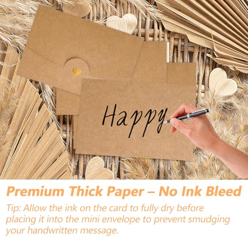 40 Stück Mini Briefumschläge, mini umschläge Kraftpapier, mit Hanfseil, Herz Verschluss, Kleine Briefumschläge für Geschenkkarte, Hochzeit Einladungen, Dankeskarten, DIY(Kraftpapier)