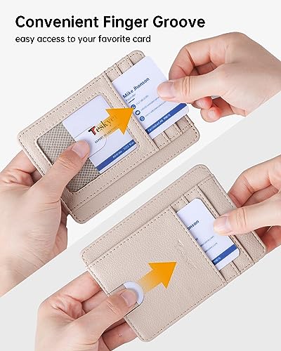 Image of Teskyer Slim Minimalist Wallet for Men, RFID Front Pocket Card Holder | Ultra Slim Front Pocket Design, 8 Card Slots, RFID Protection, Smooth Faux Leather for Everyday Carry