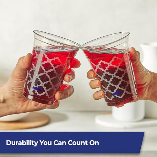 Image of Hefty Party Perfect Printed Clear Plastic Cups, 18 Ounce, 20 Count